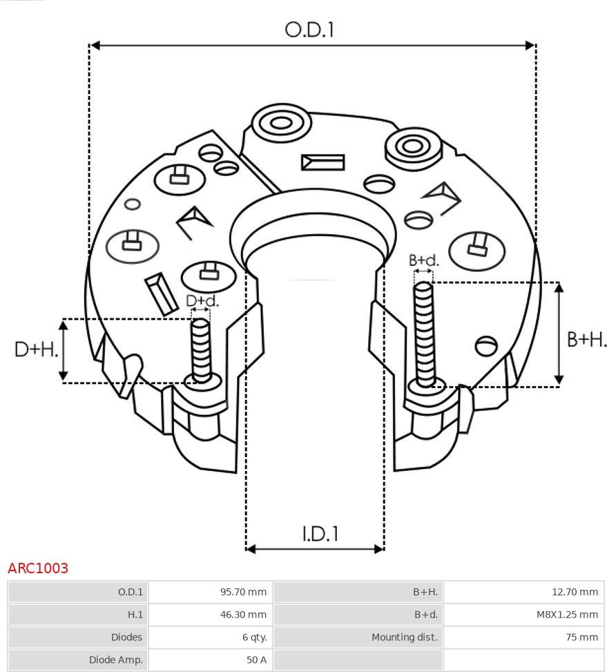 AS-PL ARC1003 - Rectifier, alternator autospares.lv