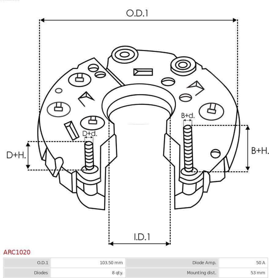 AS-PL ARC1020 - Rectifier, alternator autospares.lv