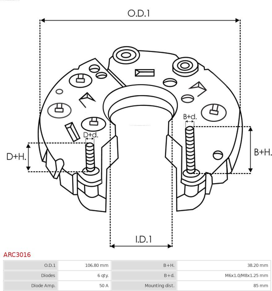 AS-PL ARC3016 - Rectifier, alternator autospares.lv