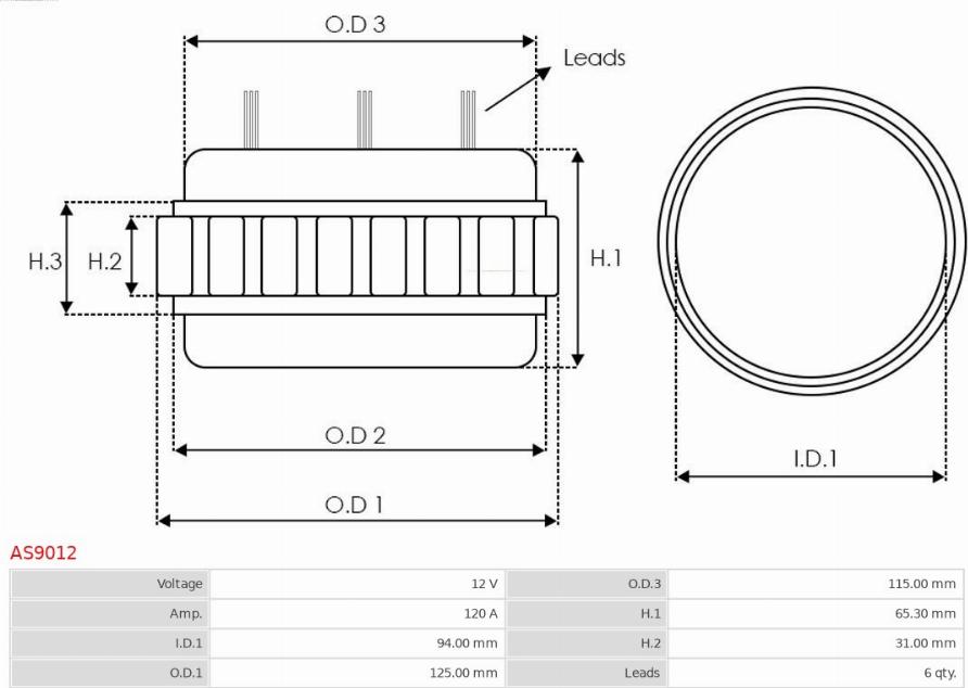 AS-PL AS9012 - Stator, alternator autospares.lv