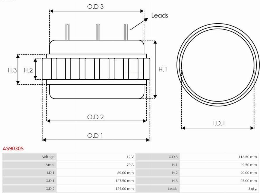 AS-PL AS9030S - Stator, alternator autospares.lv