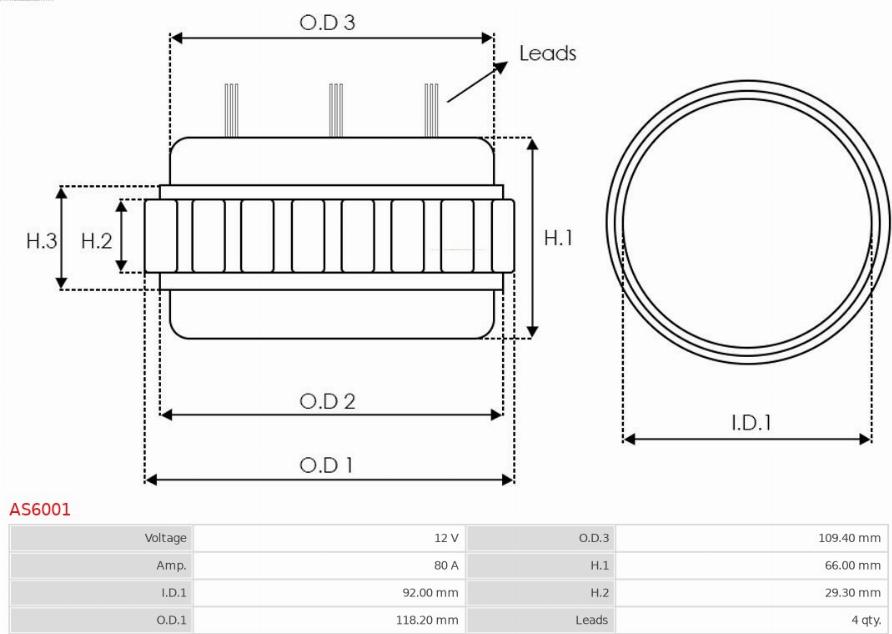 AS-PL AS6001 - Stator, alternator autospares.lv