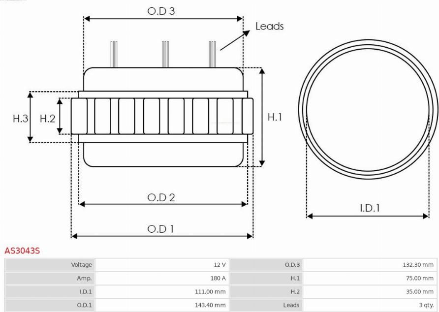 AS-PL AS3043S - Stator, alternator autospares.lv