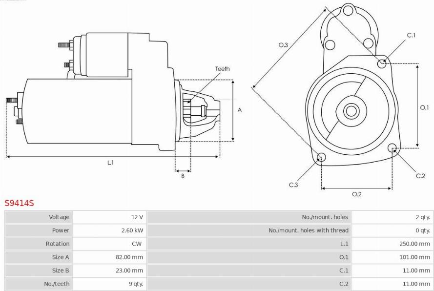 AS-PL S9414S - Starter autospares.lv