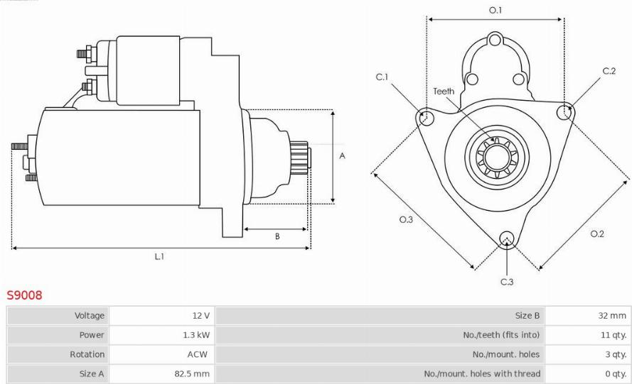 AS-PL S9008 - Starter autospares.lv