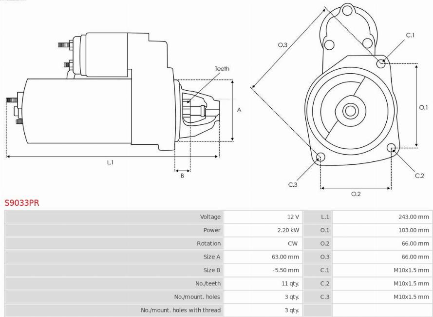 AS-PL S9033PR - Starter autospares.lv