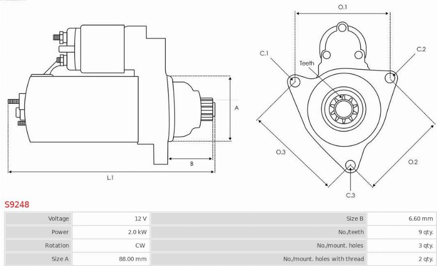 AS-PL S9248 - Starter autospares.lv