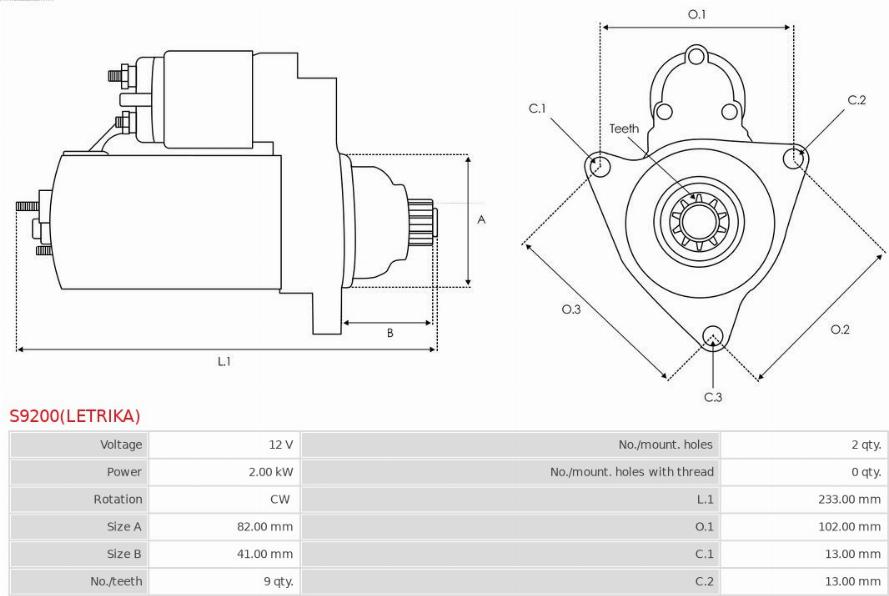 AS-PL S9200(LETRIKA) - Starter autospares.lv