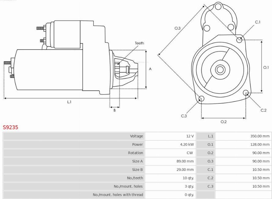 AS-PL S9235 - Starter autospares.lv