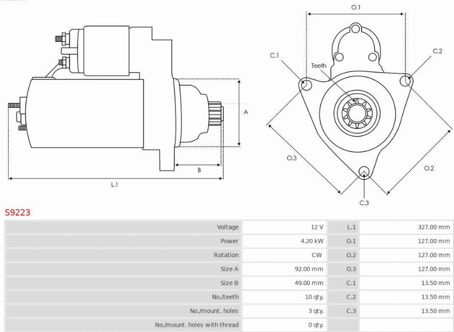 AS-PL S9223 - Starter autospares.lv