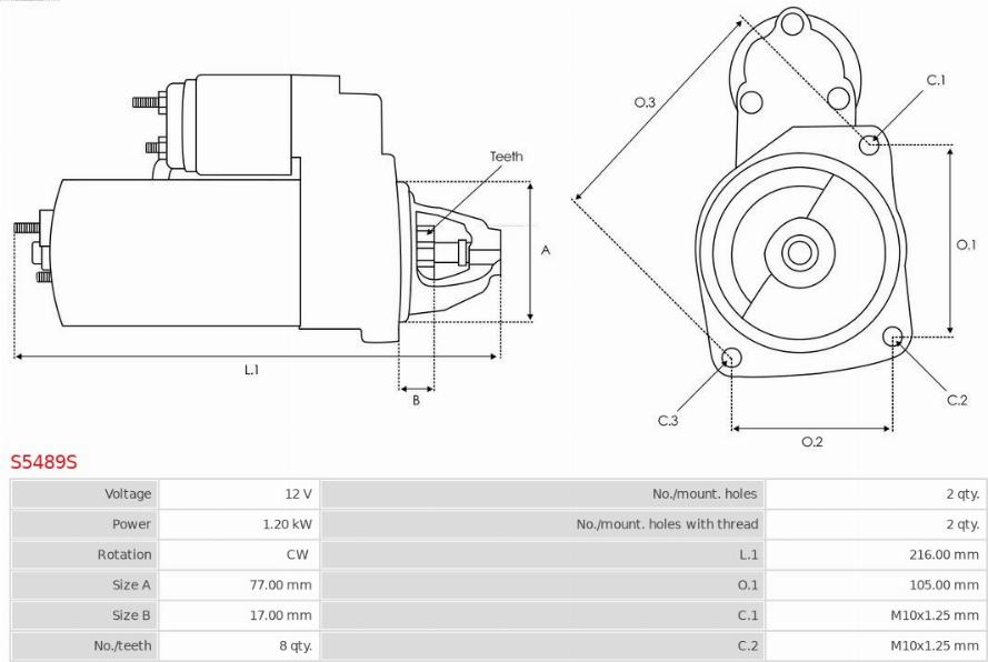 AS-PL S5489S - Starter autospares.lv