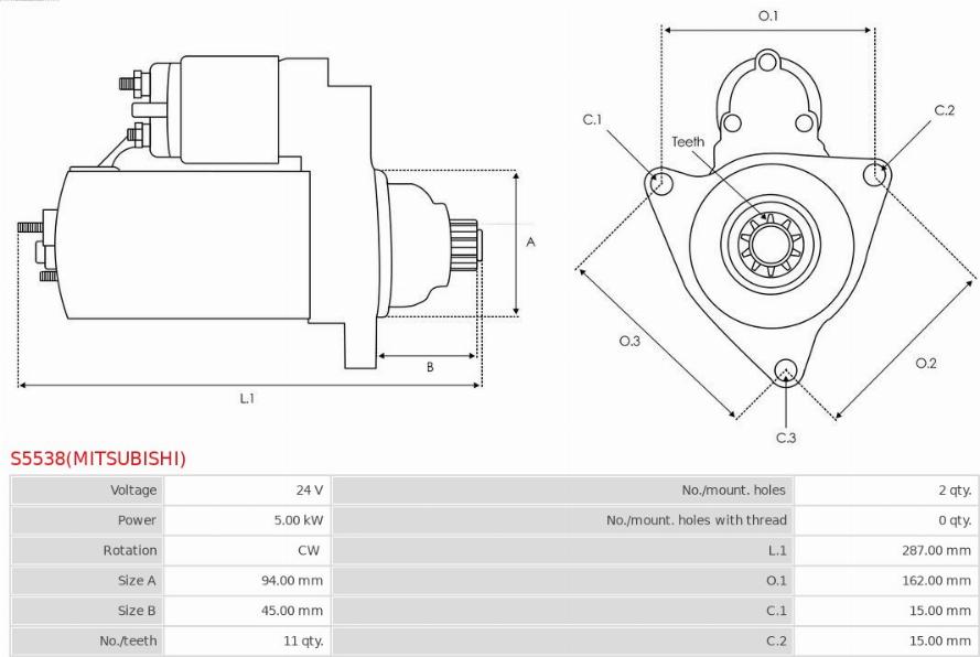 AS-PL S5538(MITSUBISHI) - Starter autospares.lv