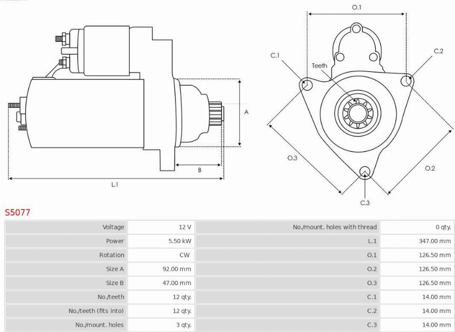 AS-PL S5077 - Starter autospares.lv