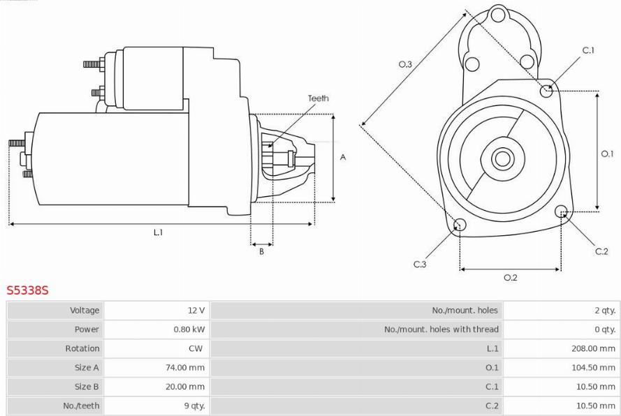 AS-PL S5338S - Starter autospares.lv