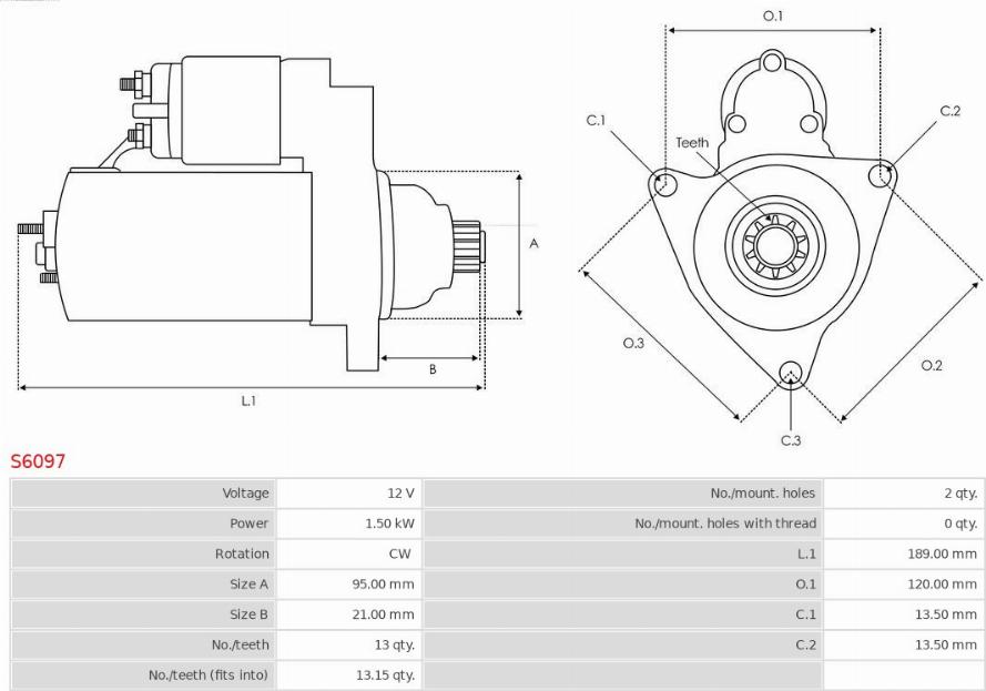 AS-PL S6097 - Starter autospares.lv