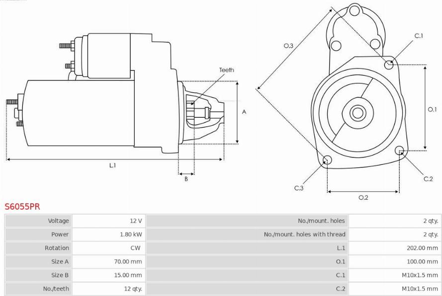 AS-PL S6055PR - Starter autospares.lv