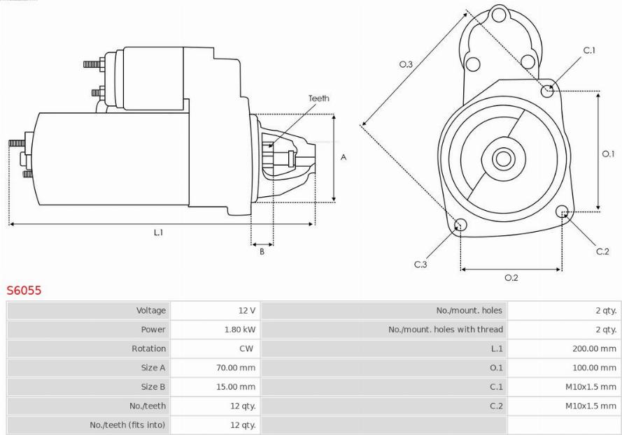 AS-PL S6055 - Starter autospares.lv