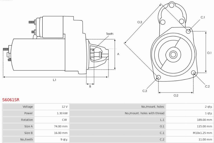 AS-PL S6061SR - Starter autospares.lv