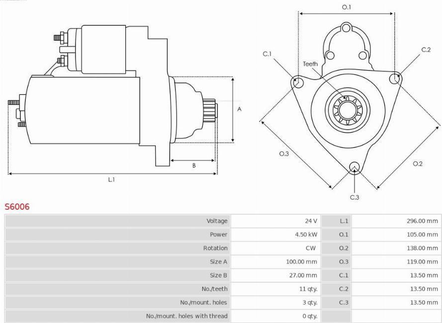 AS-PL S6006 - Starter autospares.lv