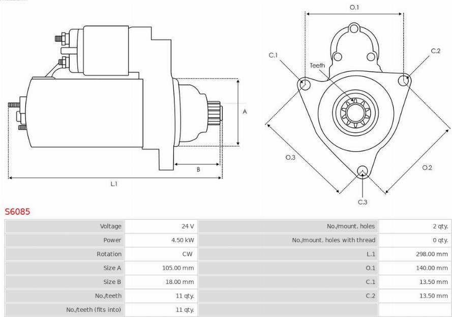 AS-PL S6085 - Starter autospares.lv