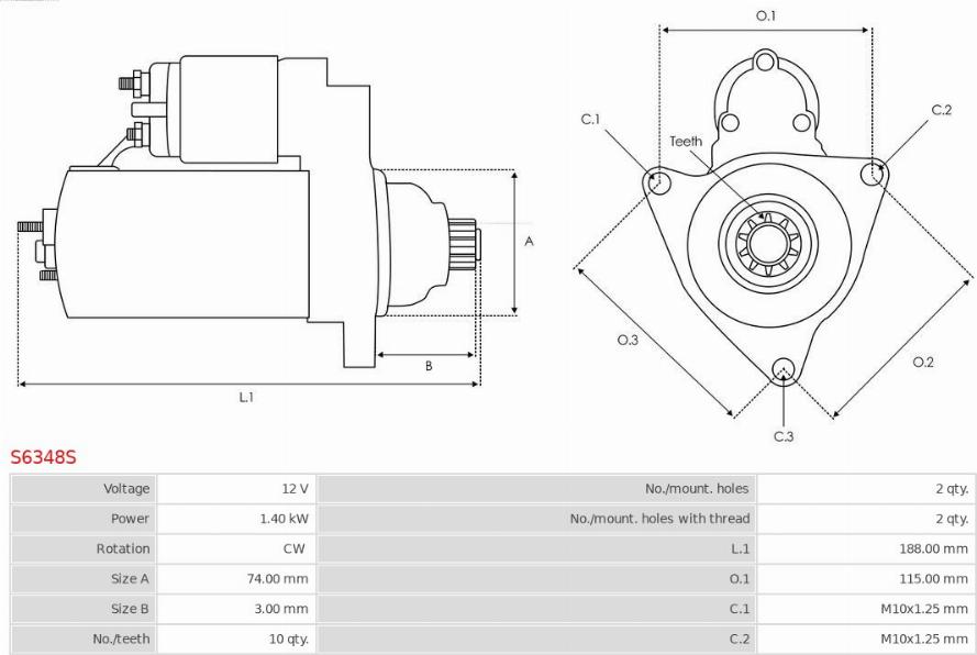 AS-PL S6348S - Starter autospares.lv