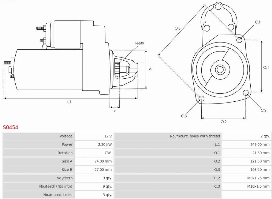 AS-PL S0454 - Starter autospares.lv