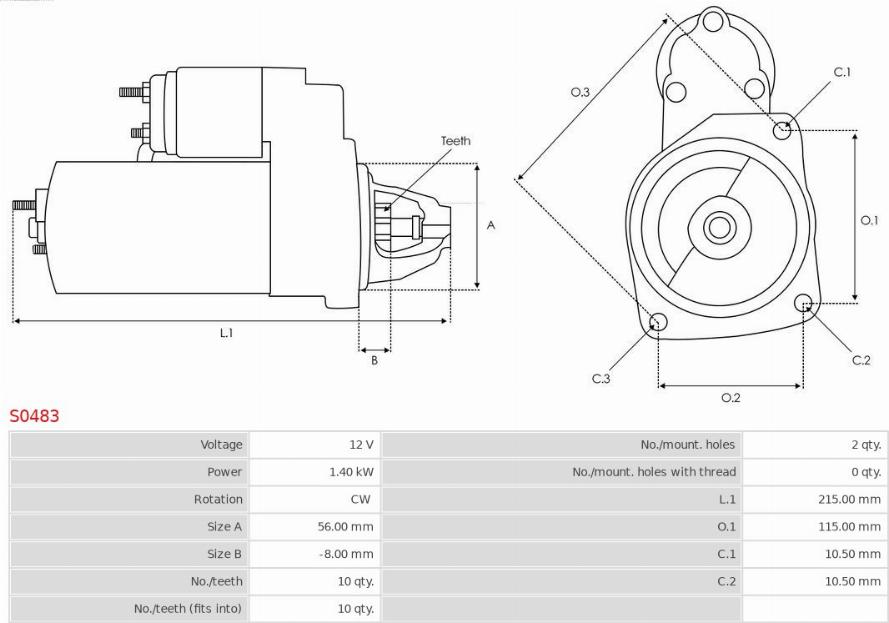 AS-PL S0483 - Starter autospares.lv