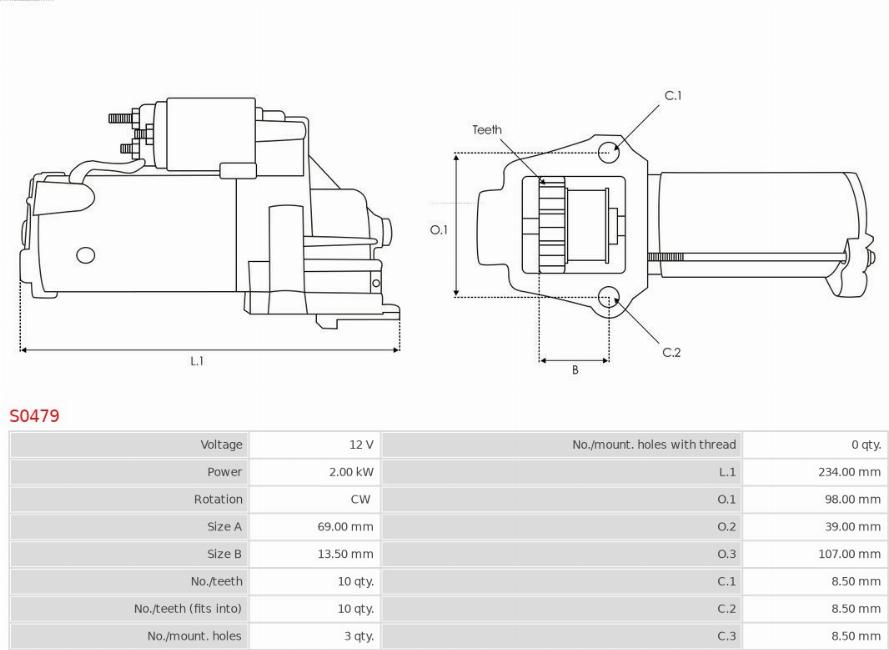 AS-PL S0479 - Starter autospares.lv