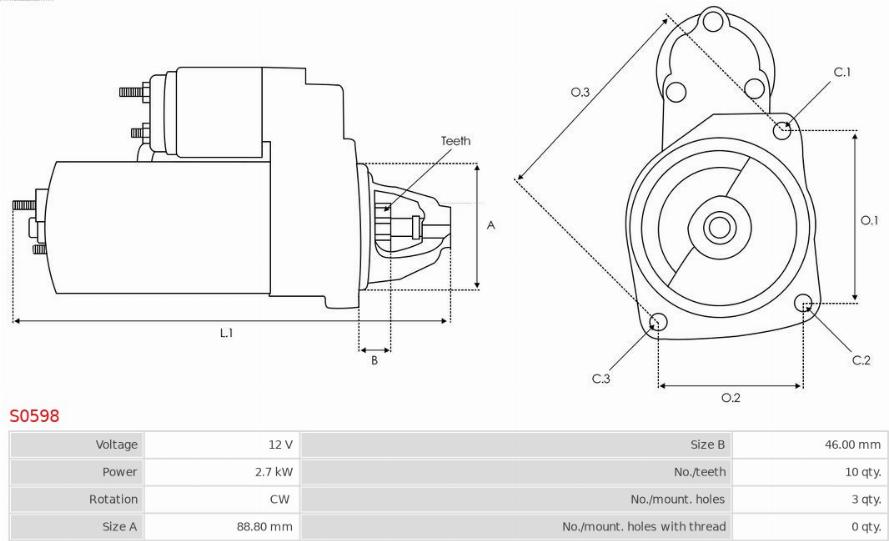 AS-PL S0598 - Starter autospares.lv