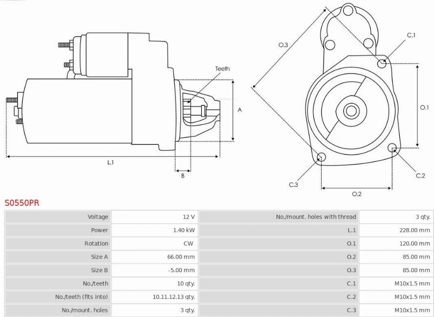 AS-PL S0550PR - Starter autospares.lv