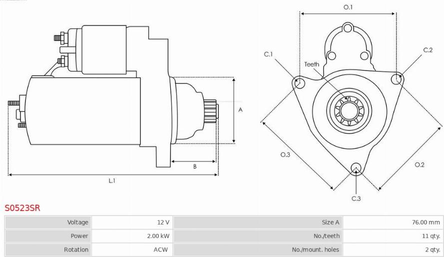 AS-PL S0523SR - Starter autospares.lv