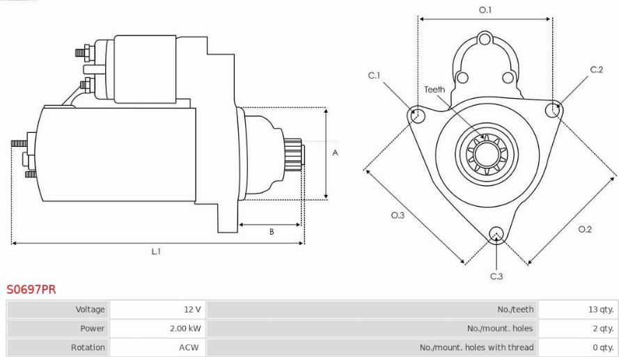 AS-PL S0697PR - Starter autospares.lv