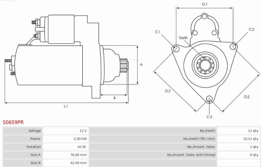 AS-PL S0659PR - Starter autospares.lv