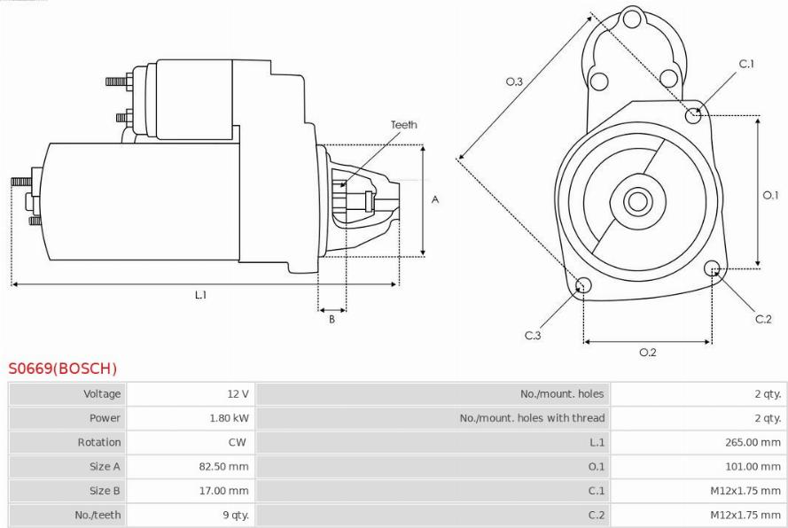 AS-PL S0669(BOSCH) - Starter autospares.lv