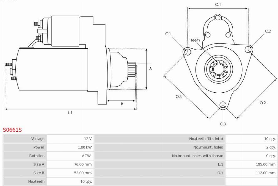 AS-PL S0661S - Starter autospares.lv