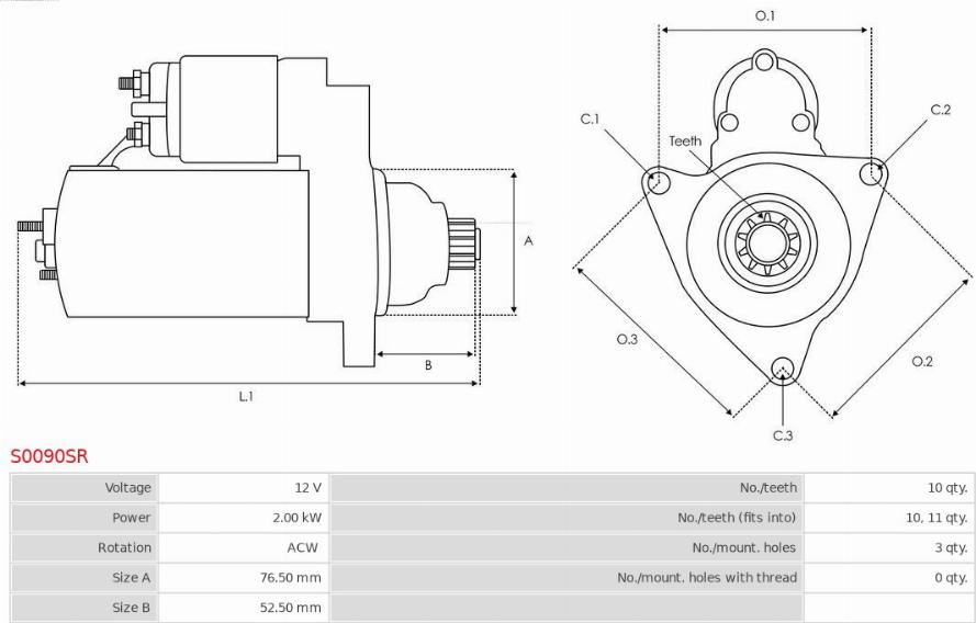 AS-PL S0090SR - Starter autospares.lv