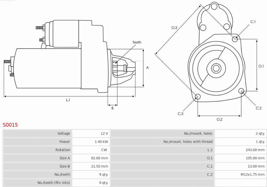 AS-PL S0015 - Starter autospares.lv