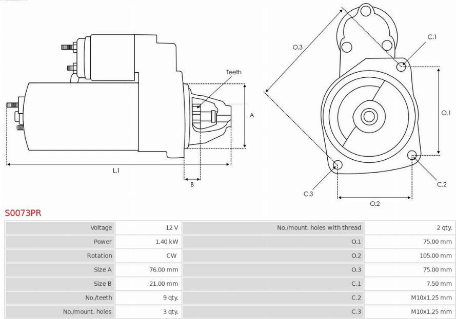 AS-PL S0073PR - Starter autospares.lv