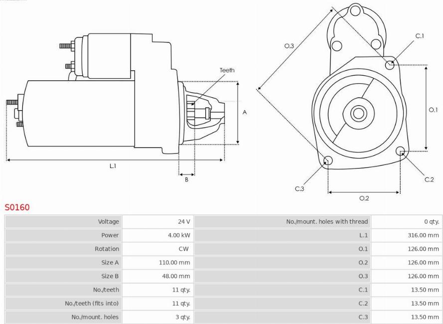 AS-PL S0160 - Starter autospares.lv