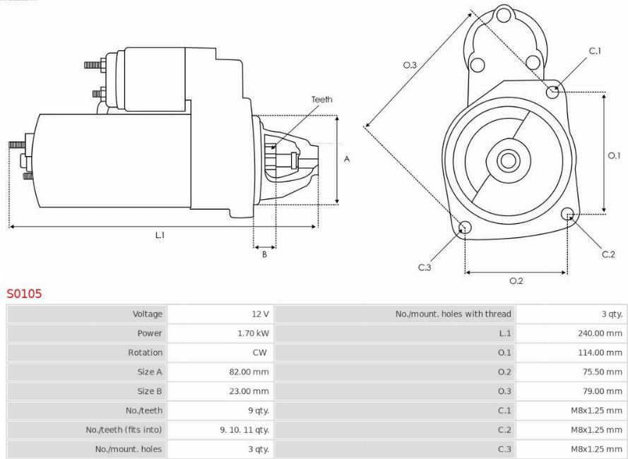 AS-PL S0105 - Starter autospares.lv