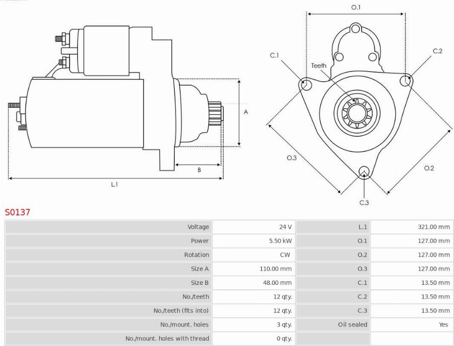 AS-PL S0137 - Starter autospares.lv