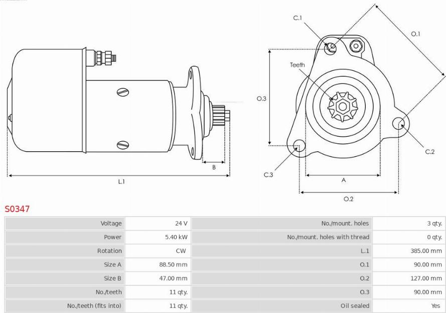 AS-PL S0347 - Starter autospares.lv