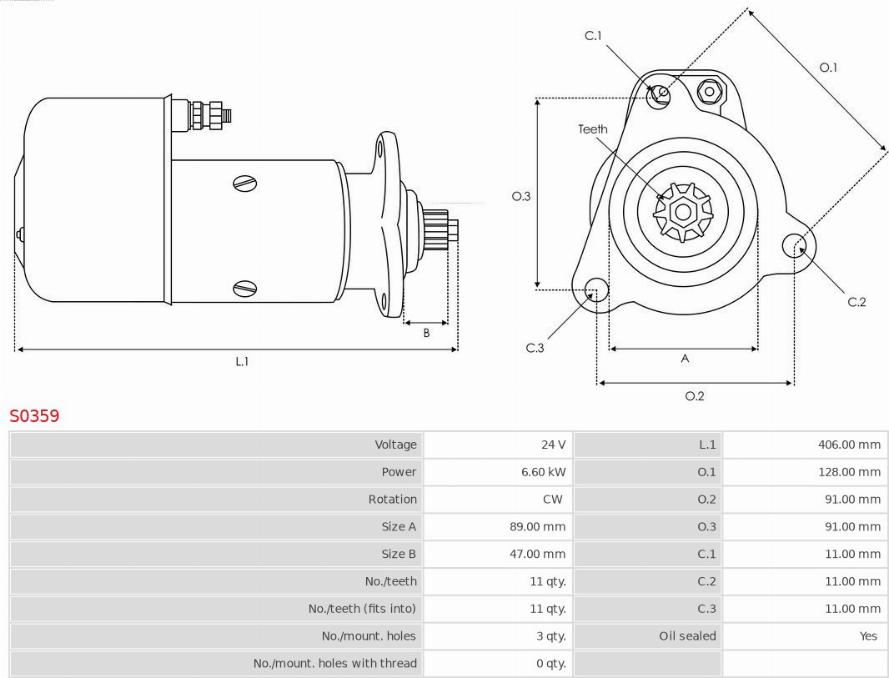 AS-PL S0359 - Starter autospares.lv