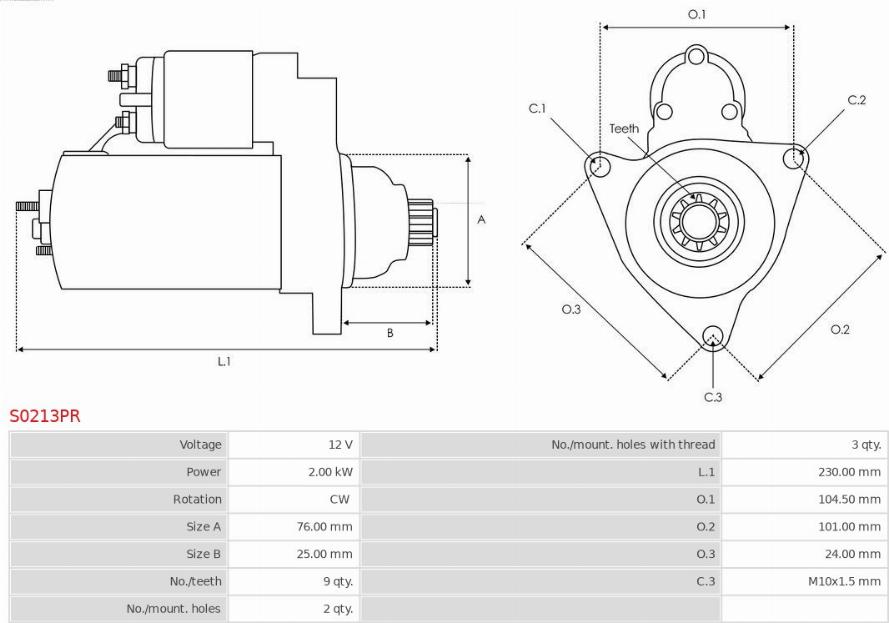 AS-PL S0213PR - Starter autospares.lv