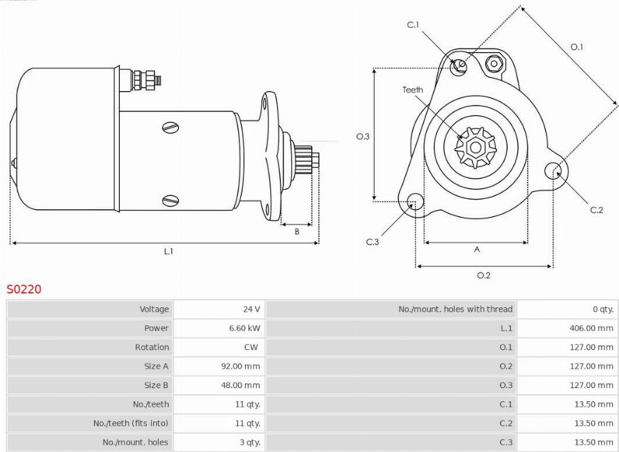 AS-PL S0220 - Starter autospares.lv