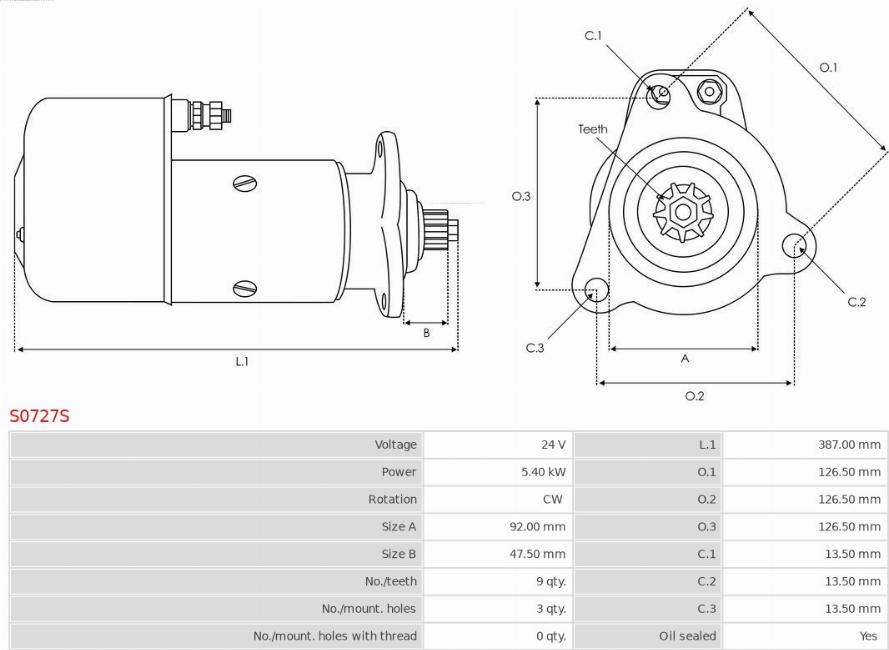 AS-PL S0727S - Starter autospares.lv