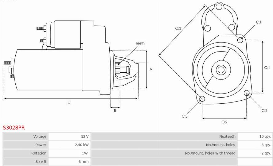 AS-PL S3028PR - Starter autospares.lv