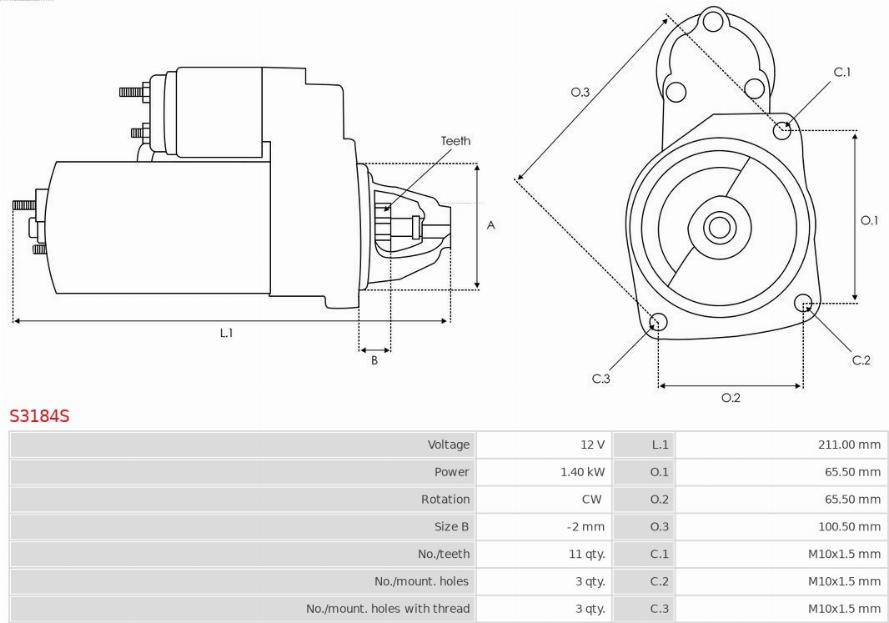 AS-PL S3184S - Starter autospares.lv