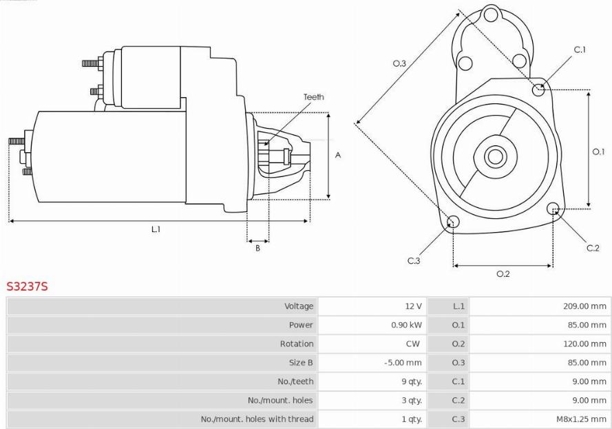 AS-PL S3237S - Starter autospares.lv