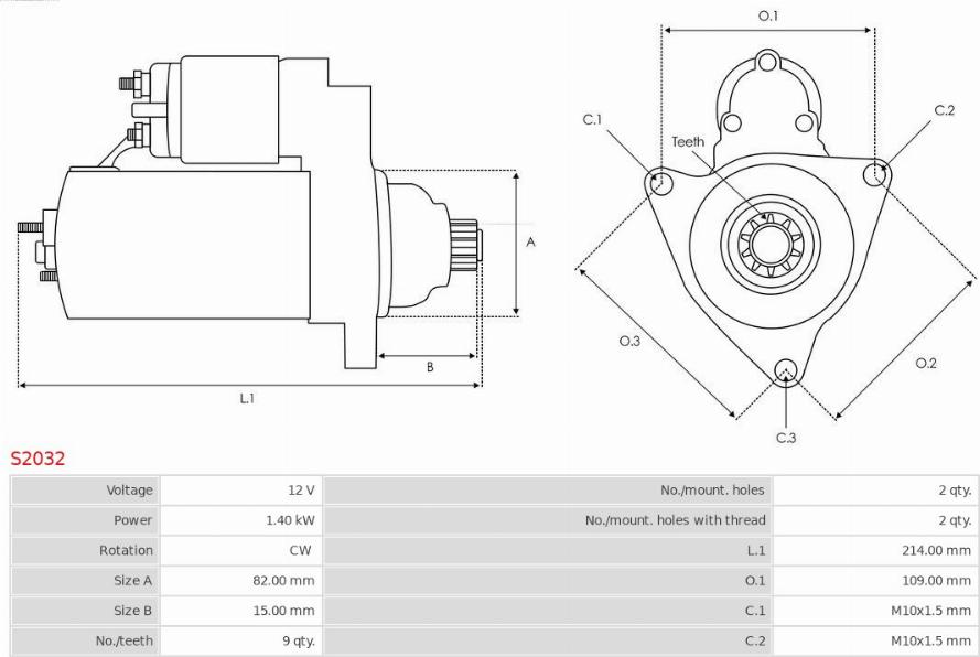 AS-PL S2032 - Starter autospares.lv